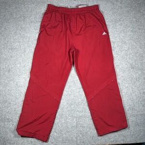 y2k Adidas Track Pants Men's Size Large Red Baggy Ankle Snap‎ Wide Legged